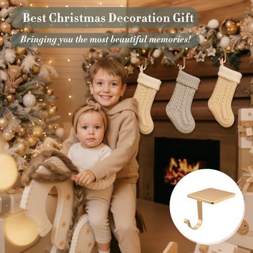 Tandefio 8 Pcs Christmas Stocking Holders for Mantle, Brass - Image 7