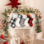 Buffalo Plaid Christmas Stockings Set 5, Large Traditional Red and Black Xmas Stockings, Unique Christmas Stocking for Mantel Fireplace Hanging Decor Holiday Christmas Decorations Indoor 20 inch - Image 3
