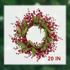 J'FLORU Artificial Christmas Wreath 20 Inch Chirstmas Wreaths for Front Door Red Berry Wreath with Pine Needles for Porch Fireplace Xmas Winter Holidays - Image 7