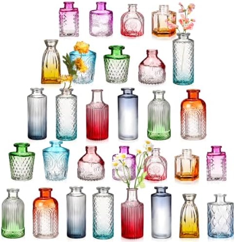 Yaomiao 30 Pcs Glass Bud Vases Centerpieces, Color Gradient Series by Yaomiao