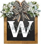 16'' Personalized Last Name Welcome Sign, Door Wreaths for Front Door Outside, Spring Wreath for Front Door Decor, Farmhouse New Home Gifts for Home (W) by Jxueych