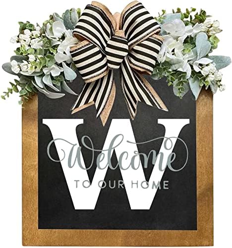 16'' Personalized Last Name Welcome Sign, Door Wreaths for Front Door Outside, Spring Wreath for Front Door Decor, Farmhouse New Home Gifts for Home (W) by Jxueych