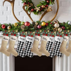 Tatuo 12 Pack Christmas Burlap Stockings Hanging,Light Brown, Black White - Image 2