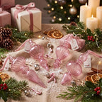 12 Pcs Vintage Glass Finial Christmas Ornaments, Pink - Image 4