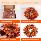 Artificial Fall Eucalyptus Wreath for Front Door with Pumpkin Berries 22" Autumn Wreath Fall Flowers Outdoor Wreaths for Home Proch Indoor Farmhouse Thanksgiving Wall Window Festival Decor - Image 4
