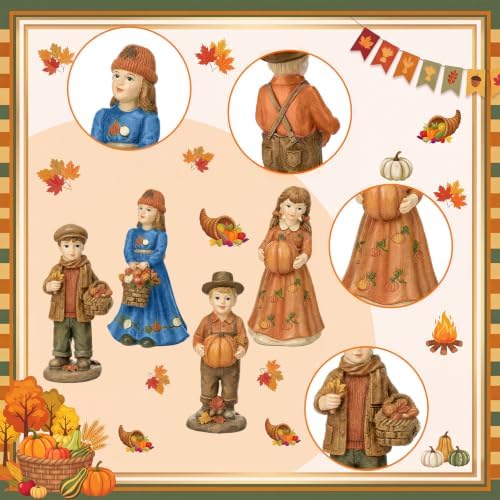 Thyle 4 Pcs Vintage Fall Figurines Decorations for Home - Image 4