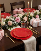 PULOTE 100PCS Red Plastic Plates Disposable Heavy Duty - Include 50 Dinner / 50 Dessert Plates for Party & Christmas - Image 6
