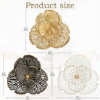 DILATATA 3 Pcs Metal Flower Wall Art Set 10 Inch Rustic Modern Floral Sculpture 3D Metal Flower Wall Hanging Accent for Indoor Living Room Bedroom Kitchen Bathroom Garden Patio Decor - Mixcolor - Image 2