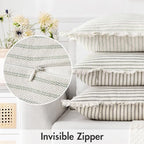 MIULEE Sage Green Striped Decorative Throw Pillow Covers, 18x18 - Image 3