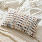 AmHoo Set of 2 Boho Chenille Pillow Cover Decorative Tufted Pillowcase for Couch Bed Sofa Bedroom Living Room Modern 12 x 20-Inch Brown White - Image 3
