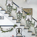 30" Christmas Teardrop Swag for Front Door Artificial Winter Swag Garland with Pine Cones, Berry Clusters, White Ball Ornaments and Ribbons for Thanksgiving Holiday Christmas Decoration - Image 5