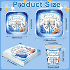 Ziliny 25 Set Hanukkah Party Supplies Chanukah Paper Goods, Square - Image 2