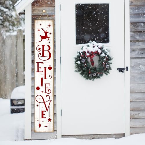 Welcome Porch Sign, Wooden, 47.2", Outdoor Front Door, Reindeer - Image 6
