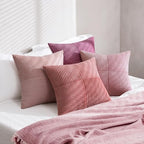 MIULEE Aesthetic Pink Throw Pillow Covers 18x18 Inch Set of 4 Spring Decorative Coquette Cushion Cases Cute Gradient Pillow Cases Corduroy Home Decor for Couch Sofa Living Room Bed Valentine Decor - Image 4