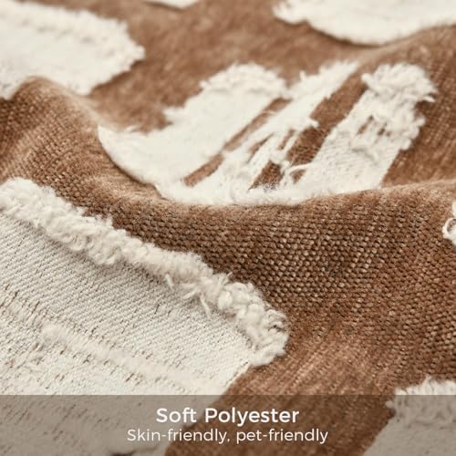 Boho Throw Pillow Covers 18x18, Brown White Abstract Grid Pillowcases, Decorative Pillows Cushion Cases for Sofa Bed Living Room - Image 3