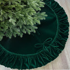 48-Inch Ruffled Velvet Christmas Tree Skirt, Forest Green by StarryDynamo