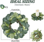 Panelee 20 Pcs Candle Rings Artificial Eucalyptus Wreath Rings - Image 2