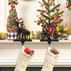 Christmas Stocking Holders for Mantle Set of 2, Anti-Slip Retro Black Bronze Christmas Reindeer and Snowflake Stocking Hangers, Metal Stocking Holder for Christmas Fireplace Mantel Decorations - Image 3