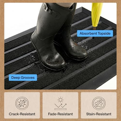 GORILLA GRIP WeatherMAX Door Mat, Indoor Outdoor Use, 35x23, Black Stripe - Image 5