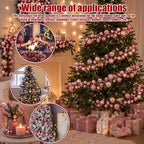 2 Pcs 6 ft Christmas Ball Ornament Garland, Pink, Champagne Gold - Image 3