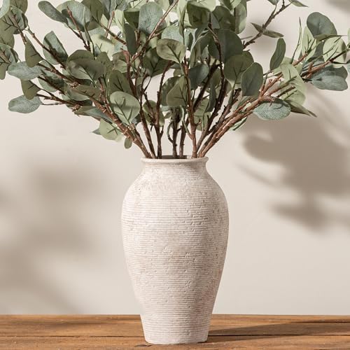 Vanselia Ceramic Flower Vase Home Decor - Large Tall Farmhouse Table Vases Rustic Vintage Living Room Kitchen Bedroom Decorations for House Book Shelf Office Coffee Desk Dining Fireplace (12" Retro) by VanseliaHome