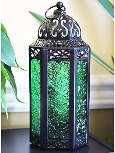 Vela Lanterns Decorative Indoor Moroccan Holder, Blue/Amber/Green, M, 3-PK - Image 5