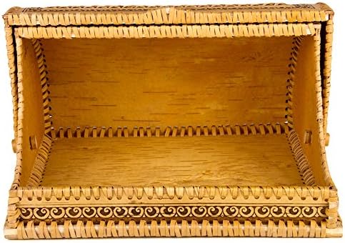 Handmade Natural Birch Bark Wooden Roll Top Bread Box Kitchen Food Storage Flower Ornament - Image 6