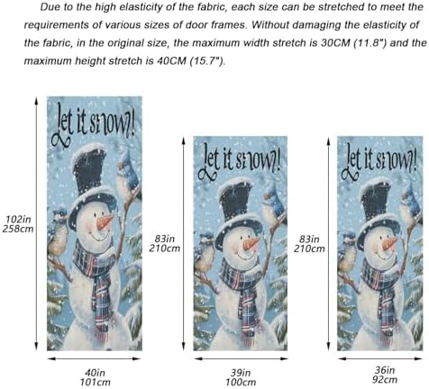 Pfrewn Christmas Decorations Door Cover Winter Snowman Cute Blue Birds Front Door Backdrop Banner Winter Holiday Garage Door Sign for Home Indoor Outdoor Party Supplies 36x98 in - Image 3