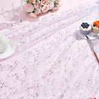 10 Pcs White Silver Gauze Table Runner, 28x118 Inch Sheer Glitter Metallic Foil Mesh Table Runner for Birthday Party Wedding Anniversary Christmas - Image 5