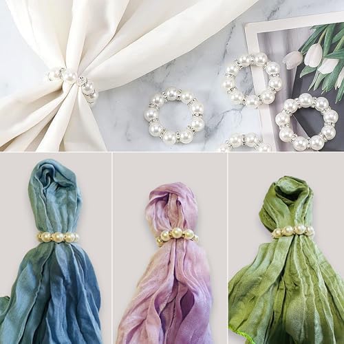100 Pcs Silver Pearl Napkin Rings, Imitation Pearl, for Wedding Parties - Image 5