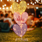 VIHOSE Valentine's Day Heart Lights 41 Inch H Pre-lit Lighted Heart Decor with 50 Warm White Lights Valentine's Day Conversation Candy Hearts Decoration for Indoor Outdoor Porch Garden Lawn (Vivid) by VIHOSE