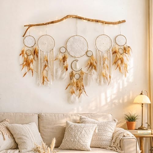 Artilady Dream Catchers Boho Wall Decor, Native Americn Wall Art with Light - Image 2