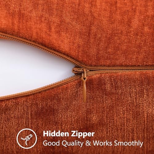 decorUhome Soft Chenille Rust Throw Pillow Covers 24X24 Set of 2 - Image 6