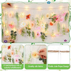 Suncalla 5.6 ft Wildflowers Hanging Garlands with LED Lights Artificial Flower Wall Decor Fake Rustic Floral Vines Rose Eucalyptus Daisy Backdrop Set for Ceiling Farmhouse Wedding Home Garden (Warm) - Image 3