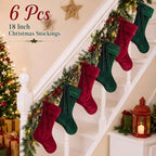 Leumoi 18 Inch Velvet Christmas Stockings Set of 6 Classic Farmhouse Mantel - Image 4