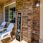 Interchangeable Welcome Sign for Front Porch Door, 45"X9" Wood Black - Image 6