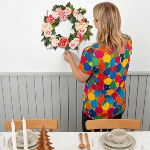 18in Artificial Pink Peony Spring Summer Wreath and Bouquets Sets, Realistic Spring Fake Flower Decor with Real Rattan Base, Includes 2 Matching Bouquets, Front Door Home Mother's Day - Image 7