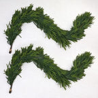 6FT Artificial Norfolk Pine Garland 2 Pack – Dense Green Christmas Garland, Real Touch Holiday Greenery for Front Door, Fireplace Mantel, Staircase, Indoor Outdoor Home Decoration by QIANYUN