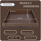 Hrastany Square Wood Decorative Serving Tray, 15"*9" Retro Brown - Image 3