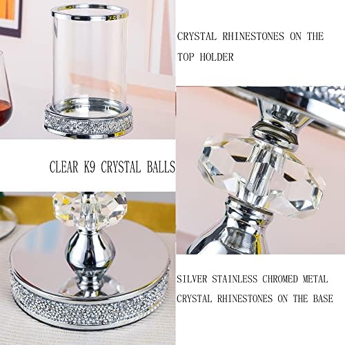 Candle Holder for Pillar Candle, Pillar Candle Holders for Wedding, Coffee Dining Table, Christmas, Table Centerpieces, Home Décor ZXC048D (1 Crystal Ball) - Image 2