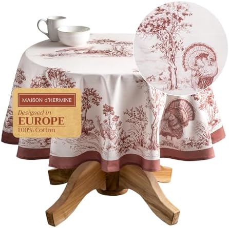 Maison d' Hermine Table Cloth Round Table Reusable 100% Cotton 63" Diameter by MaisondHermine