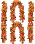 4Pcs, Fall Leaves Garland, Fall Artificial Maple Decorations for Home Porch Mantle Bedroom Kitchen, Indoor and Outdoor, Autumn, Thanksgiving Halloween Decor, 5.74Ft Each, Total 23ft by Normacaw