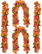 4Pcs, Fall Leaves Garland, Fall Artificial Maple Decorations for Home Porch Mantle Bedroom Kitchen, Indoor and Outdoor, Autumn, Thanksgiving Halloween Decor, 5.74Ft Each, Total 23ft by Normacaw