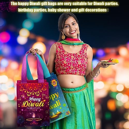 Windyun 48 Pcs Diwali Gift Bags Non Woven Handles Festival of Lights Party - Image 4