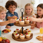 Tiered Tray Stand, Rustic 2 Tier Round Serving Tray, 2-Pack - Image 5
