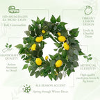 24 Inch Artificial Lemon Wreath for Front Door, Summer Lemon Wreath with Lifelike Yellow Lemons, Greenery, Spring Summer Farmhouse Wreaths for Porch Wall Window Kitchen Home Decor - Image 4