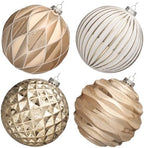 JORNOY Christmas Balls Ornaments Set, 6 inch/150mm Extra Large Shatterproof Plastic Hanging Bulbs for Xmas Tree Decorations Holiday Party with String, 4 Pack-Champagne White by JORNOY