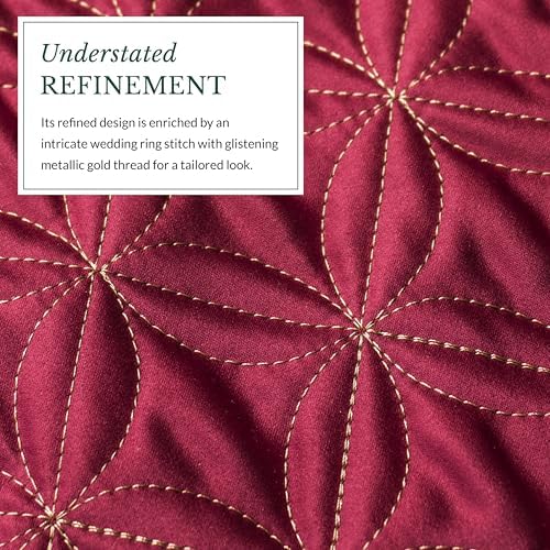 Balsam Hill Lancaster Quilted Christmas Tree Skirt - Reversible Tree Skirt with Metallic Gold Threading, Cardinal Red, 84" - Image 5