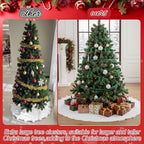 Libima Large White Faux Fur Christmas Tree Skirt with Pom Poms,72 Inch - Image 4