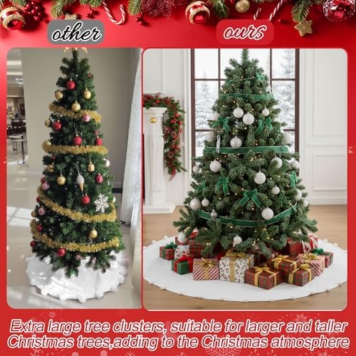 Libima Large White Faux Fur Christmas Tree Skirt with Pom Poms,72 Inch - Image 4